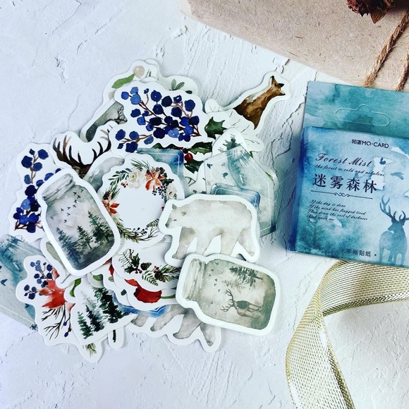 Majestic Elk, Winter Forest, Berries, Mason Jars, 46 Stickers - Picture 4 of 10